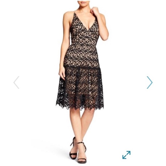 dress the population black lace dress
